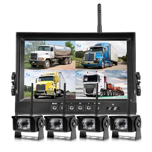 9-Zoll-Kits für drahtlose Rückfahr kameras 9-Zoll-Quad-Split-DVR-Display 4PCS 1080P-Funkkamerasystem für Wohnmobile/Anhänger/LKW/Bus