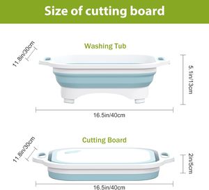 Planche à découper pliable 3 en 1 avec logo personnalisé en stock, grande, colorée, bac à légumes, seau en plastique, pliable et planche à découper - Product Image 4