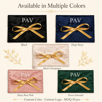 Pochette en satin personnalisée avec logo, ruban doré, nœud, sac cadeau pour bijoux, sachet cosmétique, parfum, accessoires de montre, vente en gros OEM