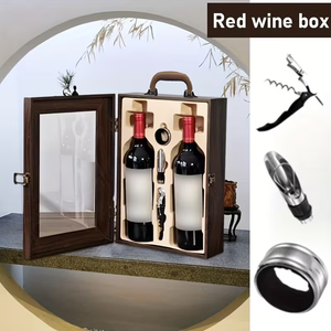 Lưu trữ bằng gỗ hộp tùy chỉnh cổ điển bằng gỗ hộp Rượu Vang Hộp Quà Tặng gỗ Acrylic nắp rượu vang đỏ hộp gỗ - Product Image 2