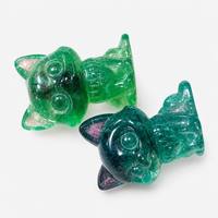 Figurine de chat sculptée à la main en fluorite naturelle, pierre précieuse de guérison de haute qualité, sculpture animale, objet de collection, pierre de guérison