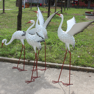 Grande figurine décorative réaliste de héron blanc en fer forgé pour extérieur, pour <span class=keywords><strong>jardin</strong></span>, parc et cour, à poser au sol - Product Image 2