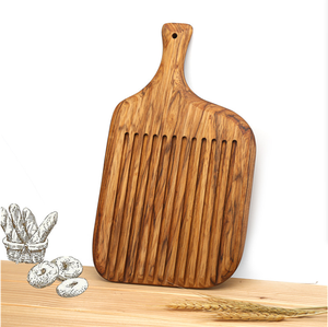 Planches de cuisine en bois chaud pour servir les aliments, personnalisées, motif de flux d'eau unique, <span class=keywords><strong>planche</strong></span> à découper en bois d'acacia avec encoches - Product Image 1