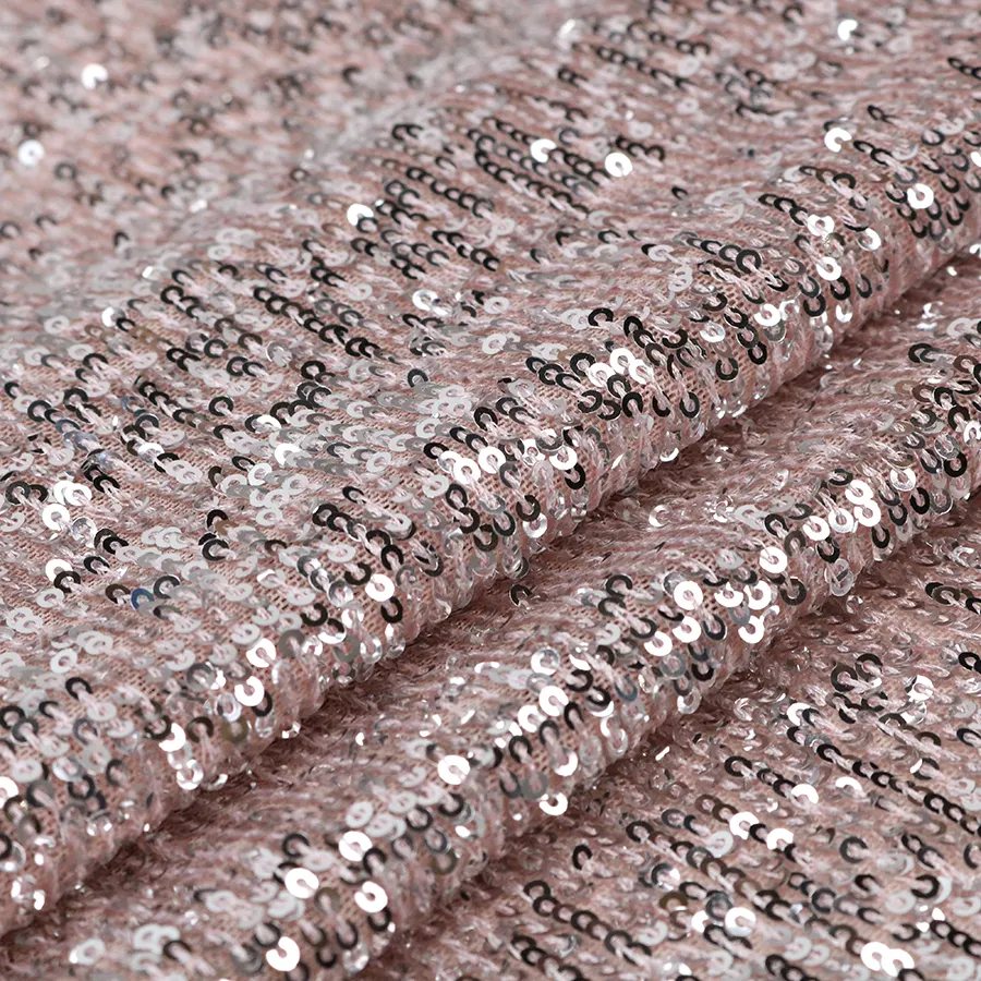 Розовое золото Румяна розовая эластичная сетка 3 мм Полосатая Вышивка блестками ткань для свадебного вечернего платья