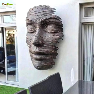 YOUFINE Grande <span class=keywords><strong>sculpture</strong></span> murale 3D abstraite moderne en bronze, <span class=keywords><strong>visage</strong></span> humain, pour jardin, en métal moulé, statue paysagère - Product Image 1
