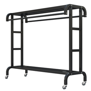 Porte-vêtements simple à double tringle en acier au carbone, armoire portable sur pied, organisateur de rangement rectangulaire pour chemises, usage domestique et chambre à coucher - Product Image 2