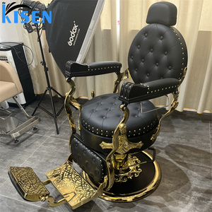 Chaise de barbier hydraulique KISEN en similicuir, hauteur réglable, design traditionnel, mobilier de salon, base ronde, salon de coiffure - Product Image 1