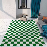 Alfombra Moderna Suave de Pelo Largo con Diseño Rectangular de Tablero de Ajedrez y Damas, Hecha a Máquina, Lavable, para Sala de Estar y Uso Hotelero