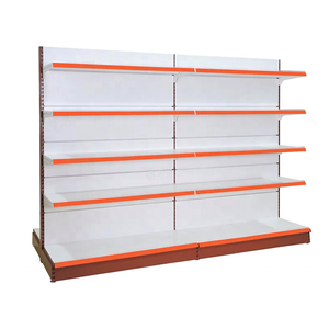 Gondole d'affichage au détail en métal blanc de style nome personnalisé étagères à l'arrière solide pour magasins et magasins - Product Image 3