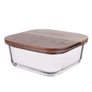 Новый набор стеклянных контейнеров для кухни 700 мл с крышкой из акации в микроволновой печи - Product Image 2