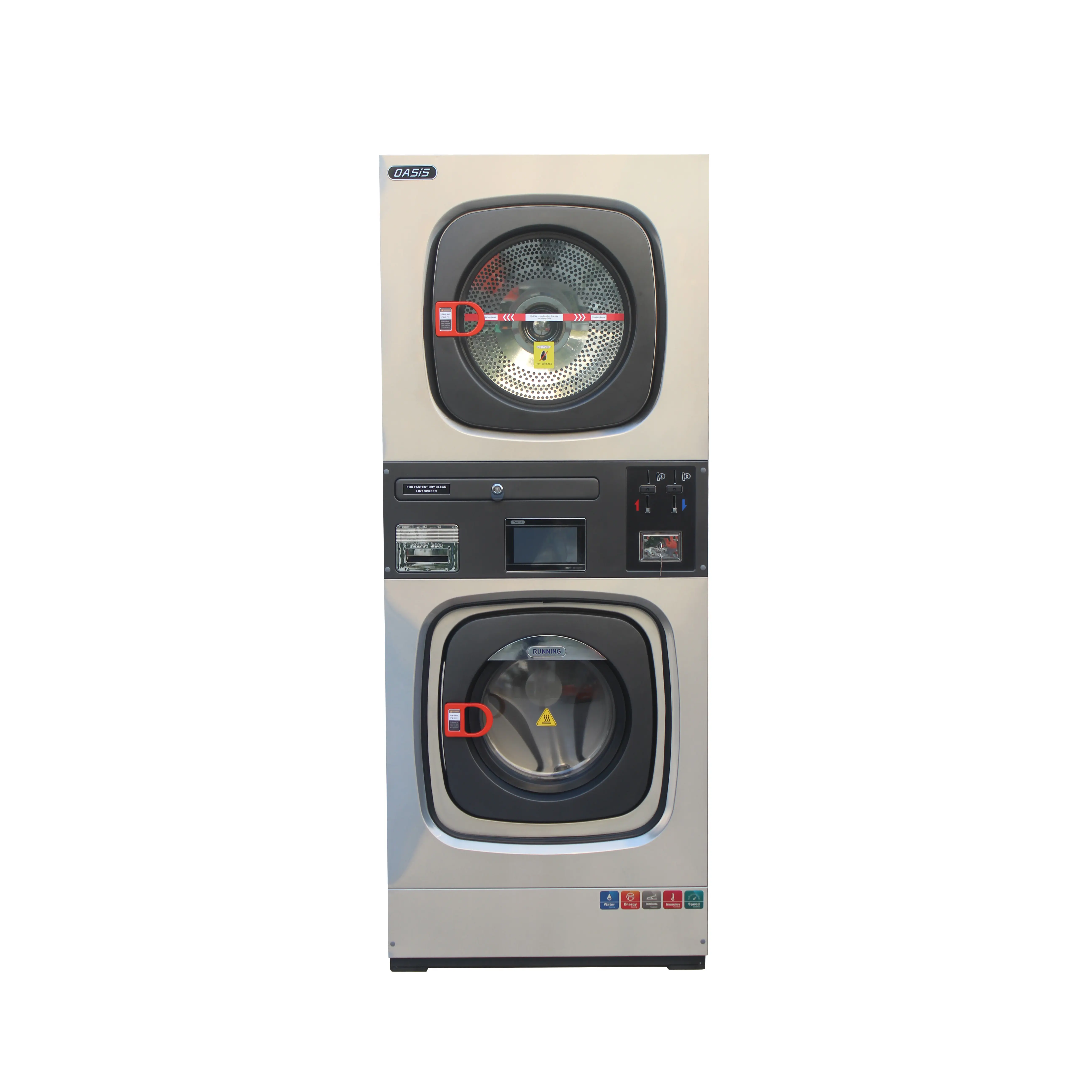 Máquina de lavar roupa a vapor, 15kg, extrator, secador, equipamento de lavanderia, máquina de lavar roupa operada por moedas, economia de energia e espaço