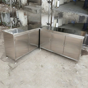 Gabinete de Cocina de Acero Inoxidable con Fregadero, Fácil de Limpiar, Requiere Instalación Profesional - Product Image 1