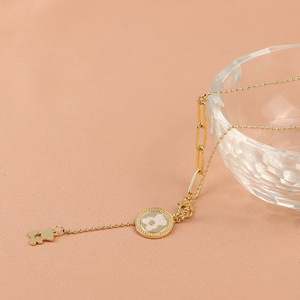 قلادة دب جديدة فضية 925 حلي للأطفال سترة نسائية مطلية بالذهب قلادة عنق ورقية قلادة ضيقة للنساء - Product Image 3