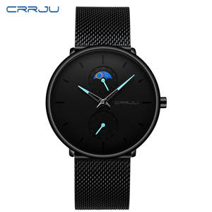 CRRJU Alloy Case Stainless Steel Mesh Strap Business <b>Sport</b> Fashion <b>Mens</b> Quartz <b>Watch</b> with Glass Dial Waterproof - Product Image 6