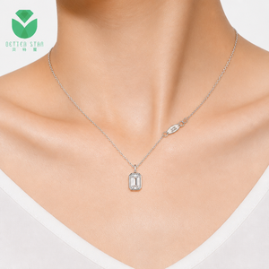 Collar con Colgante <span class=keywords><strong>de</strong></span> Diamante Cultivado en Laboratorio con Corte Esmeralda, Oro Blanco <span class=keywords><strong>de</strong></span> 18K, 0.5ct D VVS, Certificado IGI, Joyería para Mujer - Product Image 2