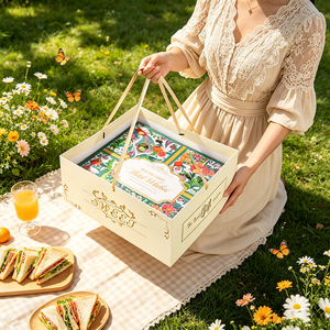 Caja de Papel Blanca Portátil para Galletas con Impresión '<span class=keywords><strong>Goodday</strong></span>', Caja de Embalaje para Pastelería con Asa, para Galletas de Ositos, Dulces y Regalos de Postres - Product Image 4