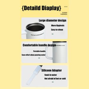 Nuevo Vaso Aislado de Acero Inoxidable 316, Vaso con Pajita de Gran Capacidad, con Asa y Logotipo Personalizado - Product Image 4