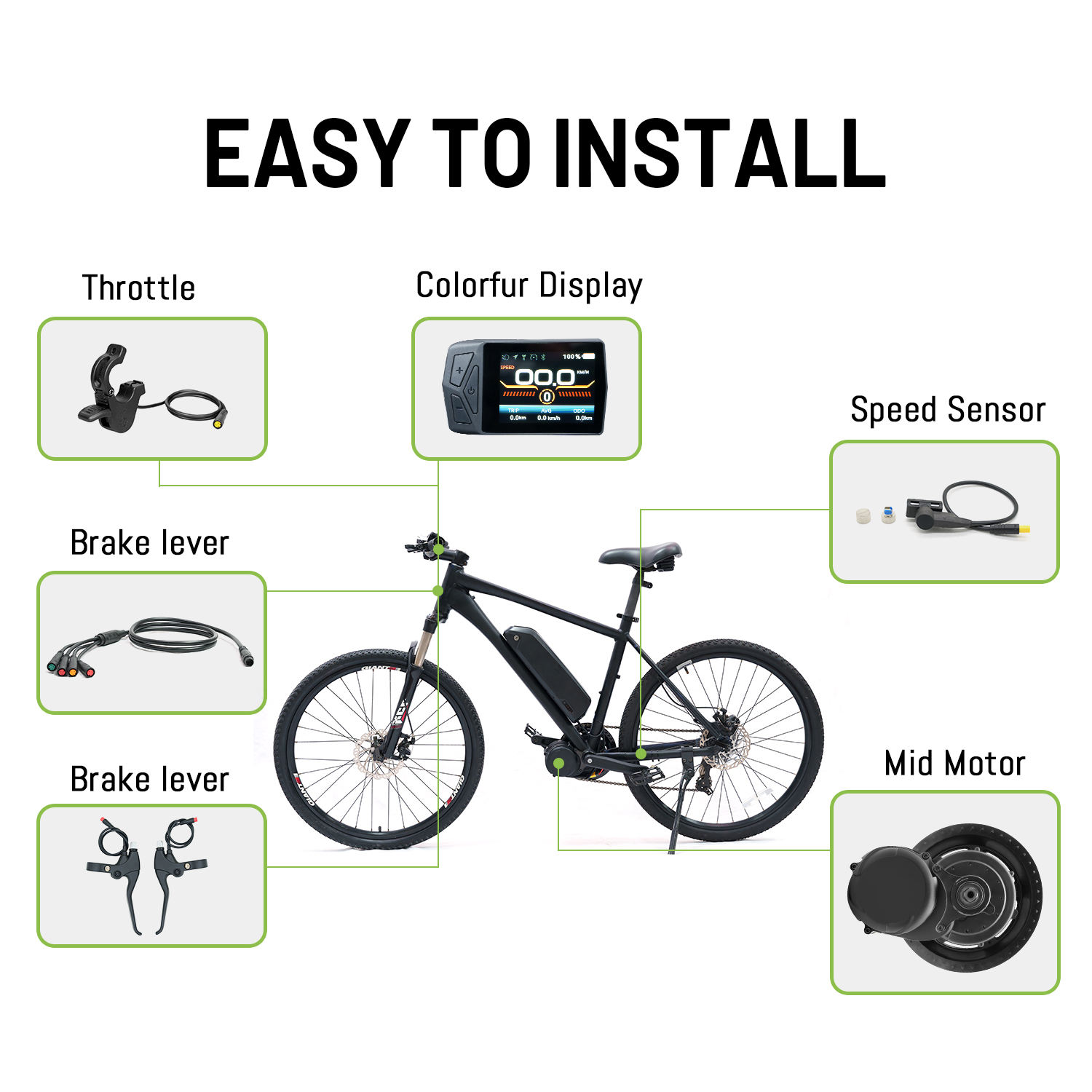 Electric Cycle Mountain Bike Diy Ebike Conversion Kit GreenPedel
