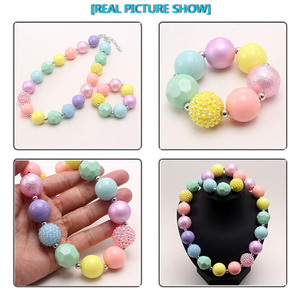 Venta al por mayor Estilos de moda Arco Iris-Colorido Perla Chunky Beaded Jewelry Set de regalo para niños Niñas bebés para fiestas y compromisos - Product Image 5