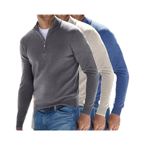 Suéter de Invierno Personalizado para Hombre, de Alta Calidad, con Cierre, de Mohair Acrílico, Sólido, Informal, de Negocios, Cálido, Talla Grande, Antiarrugas, de Secado Rápido - Product Image 4