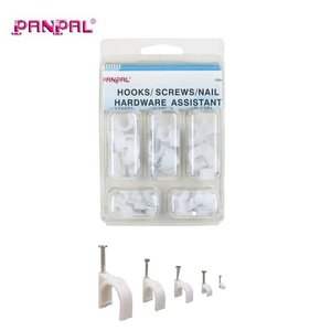 Surtido de 42 clips para cables, abrazaderas de plástico para cables con clavos galvanizados en zinc, tamaños variados # 6- # 10, Disponible Personalización OEM - Product Image 1
