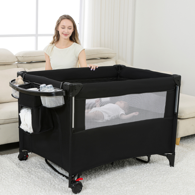 ORANGLES Portable Foldable Baby Bed with Storage – Premium Infant Nursery Bed for Newborns with Compact Folding Design - detailed closeup view - Image 3 of 4 | great for travel | Texas | Free Shipping ORANGLES