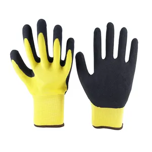 13G Vàng Polyester Đen Latex Cát Kết Thúc Tráng Làm Việc An Toàn Công Nghiệp Găng Tay Găng Tay