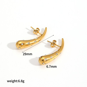 ต่างหูสแตนเลสทรงหยดน้ำประดับเพชรซิร์คอนสำหรับผู้หญิงใส่ได้ทุกวัน - Product Image 5