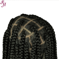 Perruque tressée sans nœuds FH de 40 pouces, sans colle, avec double dentelle complète et base carrée, avec cheveux de bébé, pour femmes noires