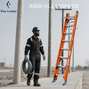 Màu đỏ hoặc màu vàng 4.8m 6M 7.2M <span class=keywords><strong>8</strong></span>.4M 9.6M 10.8m 12m sợi thủy tinh mở rộng thang - Product Image 1