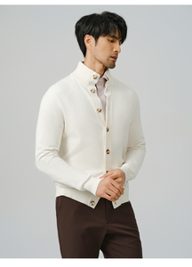 Cardigan en <span class=keywords><strong>cachemire</strong></span> haut de gamme Cardigan pour homme Cardigan en <span class=keywords><strong>cachemire</strong></span> blanc col rabattu - Product Image 3