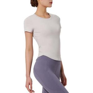 T-shirt de yoga personnalisé à séchage rapide, manches courtes, pour femme, respirant, élastique, haut de sport, course à pied, séchage rapide - Product Image 5