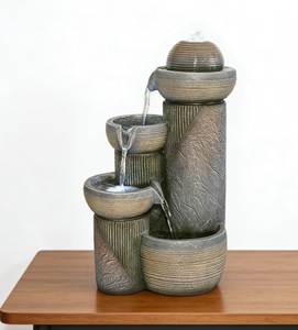 <span class=keywords><strong>Fontaine</strong></span> de table rustique à bols superposés - Cascade apaisante pour bureau et salon - Product Image 3