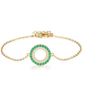 Silver City 925 Sterling Silver Cz <b>Gemstone</b> <b>Bracelet</b> Minimalistic 18K Gold Plated Custom Logo Gift for Women - Product Image 1