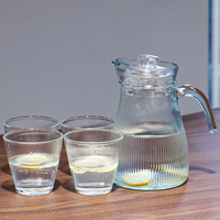 Carafe à eau en verre avec couvercle, style moderne, pour eau froide, vente en gros, prix usine, ensemble théière et bouilloire