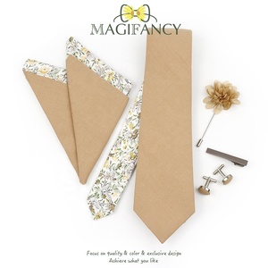 5PSC fleur coton Patchwork 6.5cm cravate ensemble broche broche pince mouchoir boutons de manchette hommes fête de mariage Floral cravate cadeau accessoire - Product Image 2