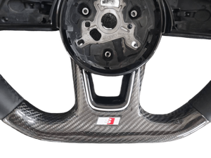 Volant en cuir véritable et fibre de carbone amélioré, style course, pour <span class=keywords><strong>AUDI</strong></span> A3 A4 A5 A6 RS3 RS4 RS5 RS6 S8 <span class=keywords><strong>Q3</strong></span> Q5 TT R8 - Vente Flash - Product Image 3