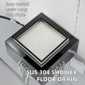 HF Wholesale Drain de sol de douche carré invisible en acier inoxydable SUS 304 et ABS, 6 pouces, à insérer dans les carreaux, avec filtre anti-cheveux - Product Image 4