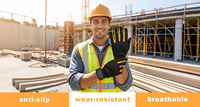 Gants de travail confortables antidérapants et anti-vibrations à doigts complets, résistants à l'usure, en cuir et polyester, gants de sécurité pour la construction