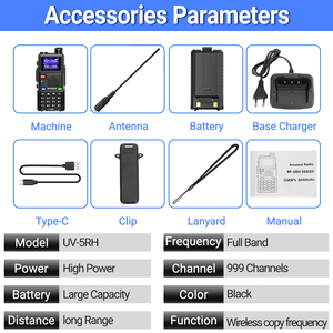 Baofeng UV-5RH Walkie Talkie a lungo raggio un tocco frequenza di ricerca banda aria tipo-C ad alta potenza potenziata UV-5R <span class=keywords><strong>Radio</strong></span> a due vie - Product Image 6