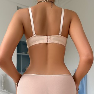 Conjunto de lencerí<span class=keywords><strong>a</strong></span> de encaje de 2 piezas sin costuras para mujer <span class=keywords><strong>Sujetador</strong></span> y bragas sin aros para uso diario - Product Image 3