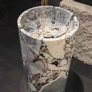 Fregadero de pedestal de mármol natural Titanic Ocean Storm tallado a mano de pie con diseño moderno <span class=keywords><strong>para</strong></span> baño incluye <span class=keywords><strong>escurridor</strong></span> - Product Image 2