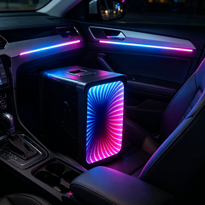 Mini-réfrigérateur 15L pour lait maternel, réfrigérateur de voiture, refroidissement et chauffage, porte miroir, bande lumineuse LED pour cosmétiques - Product Image 5