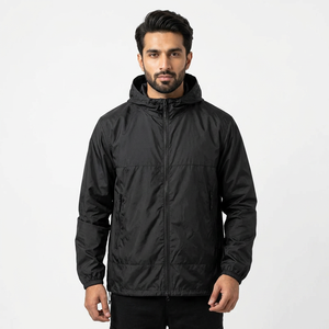 Customized Logo Outdoor Clothing Nylon Black Waterproof Windbreaker Windproof <b>Jacket</b> for <b>Men</b> - Product Image 1