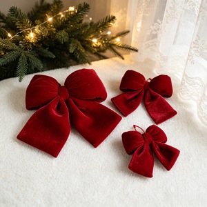 Christmas <b>Large</b> Tree <b>Bows</b> Xmas Hanging Ornament Burgundy Christmas Velvet <b>Bows</b> Party Front Door Wedding Decor - Product Image 4