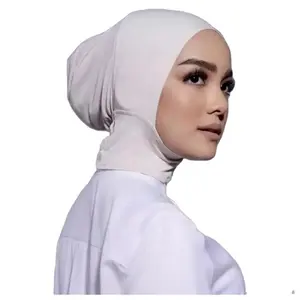 Groothandel Innerlijke Hijab Caps Voor Moslim Vrouwen Fabriek Effen Kleur Onder Sjaals Rekbare Katoenen Jersey Motorkap Hijab