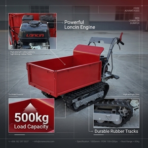 Mini-dumper à chenilles robuste Euro 5, à essence, avec chenilles en caoutchouc, pour vergers, jardins et travaux de construction - Product Image 6