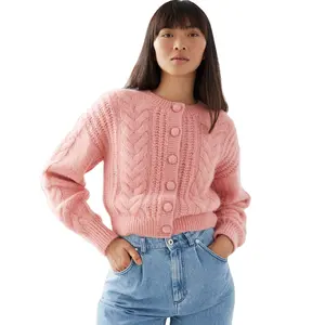 2022 थोक कस्टम देवियों स्वेटर लंबी आस्तीन बुना हुआ कपड़ा महिलाओं jumpers कपड़े फैशन लड़कियों बुना हुआ महिलाओं बुनना कार्डिगन