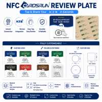 Plaque de signalisation NFC étanche pour avis Google, 120*120mm, en acrylique PVC, distance de lecture 2-5cm, pour entreprises, restaurants, magasins, adhésive