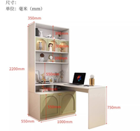 Bureau d'angle en L avec étagère et armoire - Meuble d'hôtel moderne multifonction en bois massif pour l'étude et l'informatique